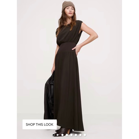 Banana Republic Factory Dresses & Skirts - Banana Republic Stretch-Crepe Drop-Waist Maxi Dress Double Chocolate S $260